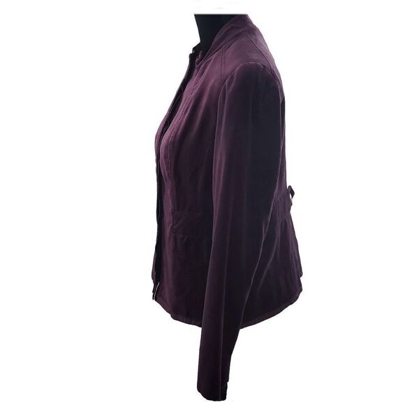 Coldwater Creek Classic Purple Velour Feel Button-Up Jacket Size P12 - Picture 7 of 9